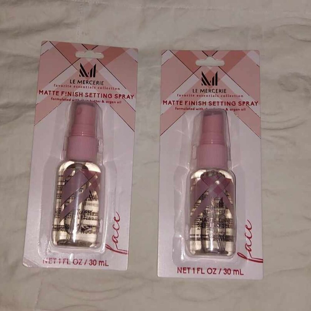 Lot of 2 NEW Le Mercerie Matte Finish Setting Spray 1 oz Shea Butter Argan Oil
